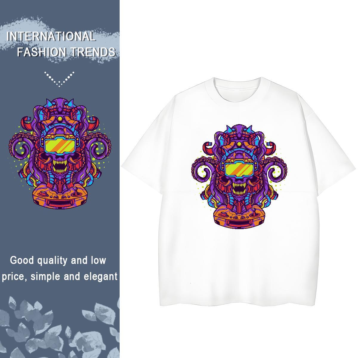 2024 DIY Woman T Shirts 230g 100% Cotton Crew Neck Breathable Outdoor skull Women Tees Designer Cartoon Floral Printing Clothes Shirt