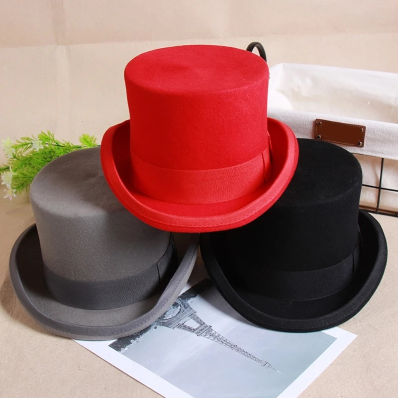Fedora Hat WoolFelt Hat Retro Rancher Hat Panama Hat Mens Solid Color Jazz Top Hat 241018