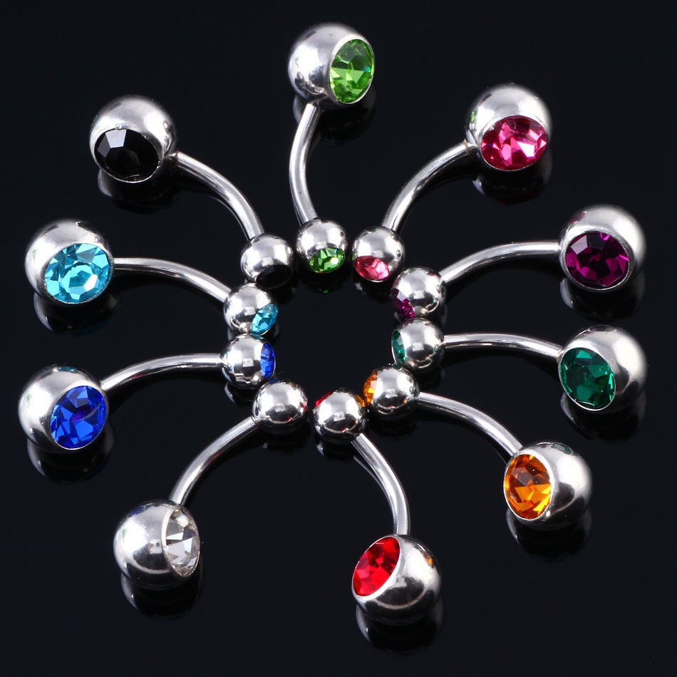 316L Titanium Steel Belly Button Rings Austrian Crystal Navel Rings Belly Piercing Belly Bars Button Belly Rings Piercing Set Piercing Body Jewelry Wh