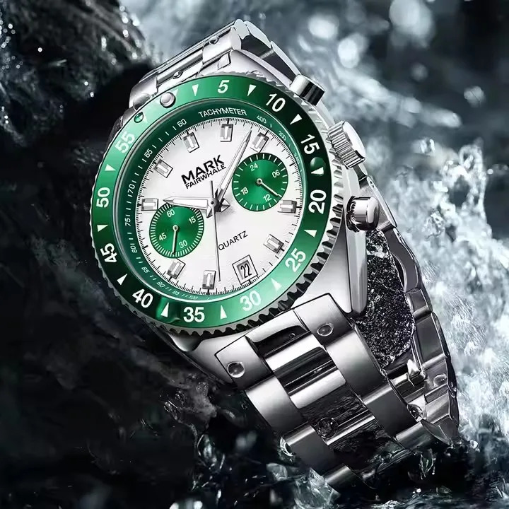 Trend Timing Mens Watch Blue Steel Fashion Business Double Eyed Hand 241009