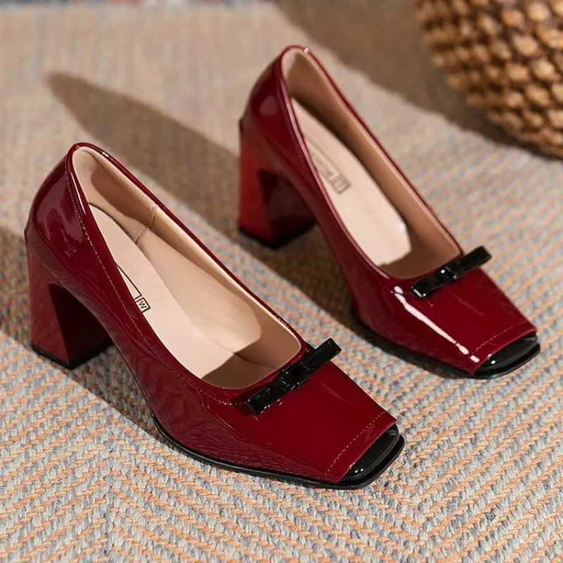 Spring Fashions new shallow mouth square toe pump provides comfortable and elegant high-heeled square toe color matching for womens shoes Y241019
