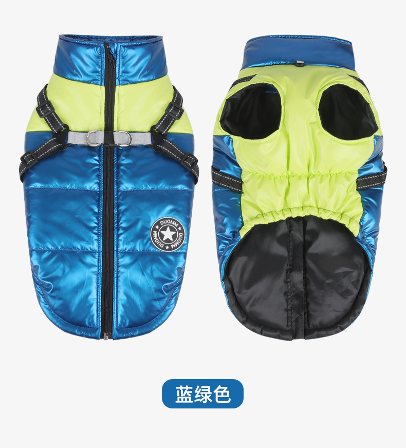 Autumn and winter cross-border dog clothes waterproof, windproof, dog cotton clothes reflective and warm, dog clothes in stock wholesale