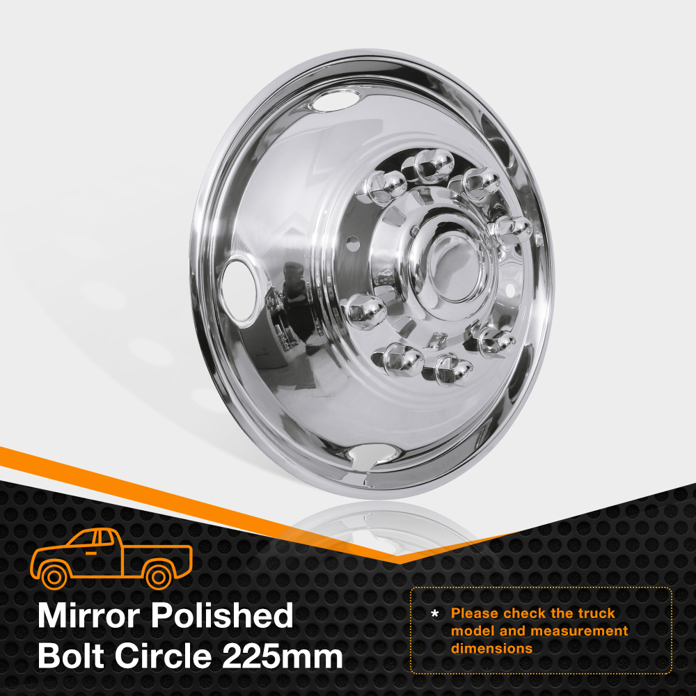 19.5" 10 Lug Wheel Simulators Stainless Steel Bolt Kit Hubcap Kit Fit for 2005-2021 Ford F450/F550,Ford Raptor 2WD Trunk Dually Wheel Cover