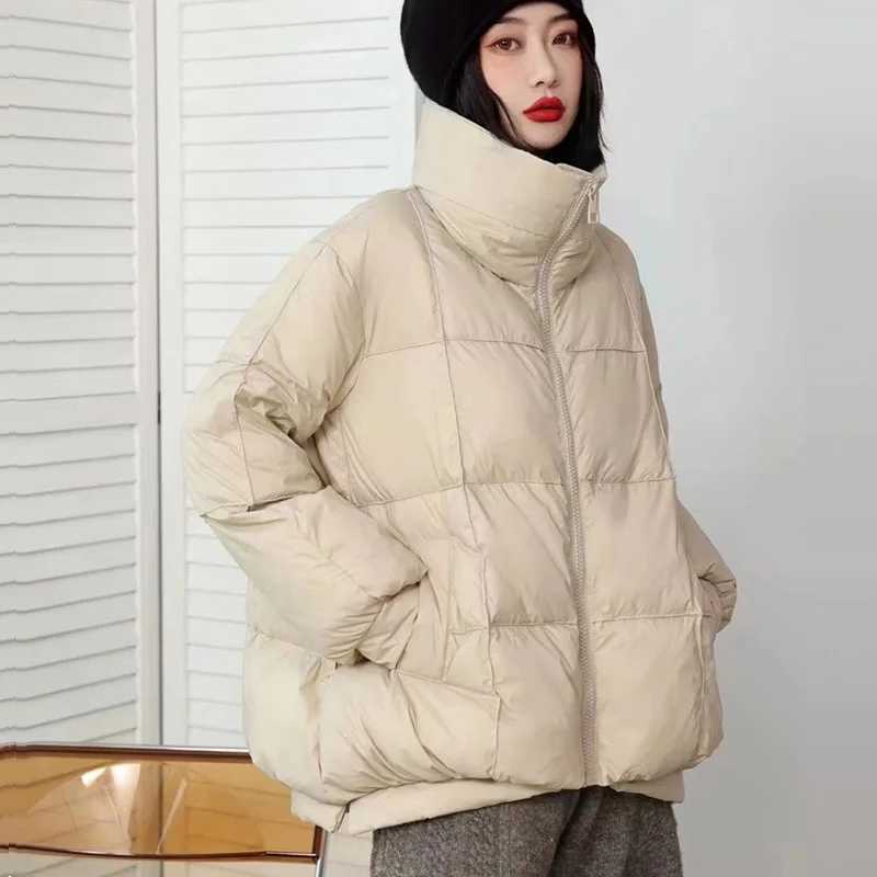 Fall Winter New Down Coats Jacket for Women Simple Solid Color Casual Literary Down Jackets Thickened Warm Snow Short OuterwearsX241019