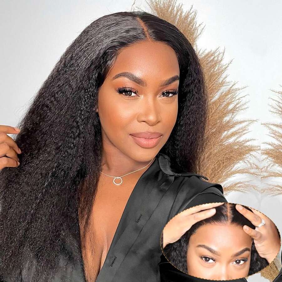 Kinky Straight 13x6 Front Human Hair Lace Frontal Wig Brazilian Wigs On Sale