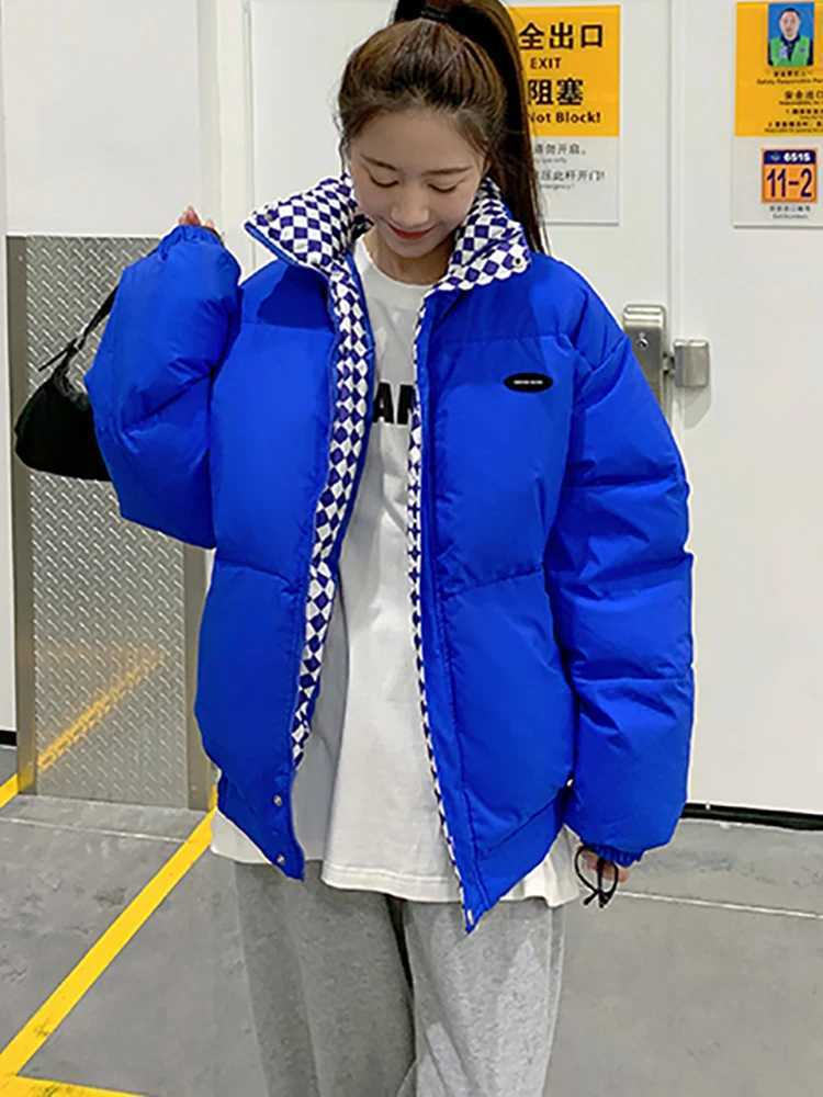 Winter Down Cotton Jacket Women 2023 New Zipper Loose Padded Coat Female Solid Thickening Warm Puffer Parkas Jackets Black KhakiX241019