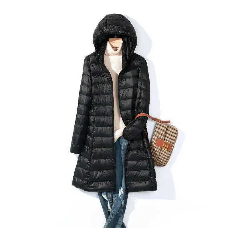 Plus Size 5XL 2024 New Arrivals Autumn Spring Women X-long White Duck Down Jackets Female Hat Detachable Warm Casual CoatsX241019