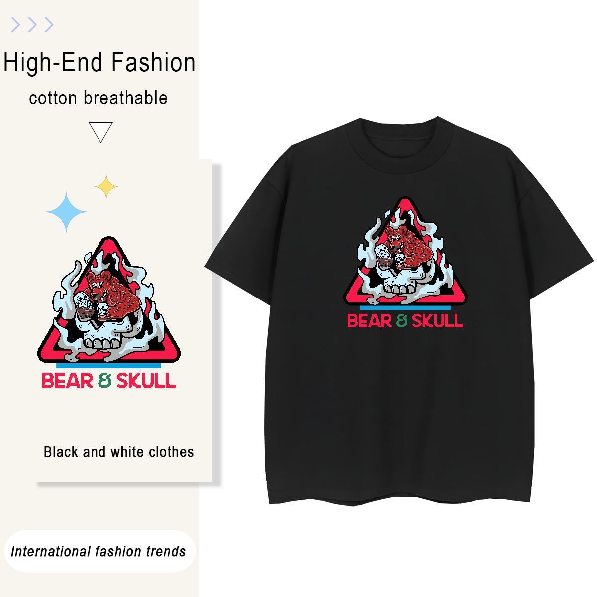 New Arrival Woman T Shirts 230g Cotton Breathable Crew Neck Outdoor skull Womens Tshirts High quality DIY Anime Clothes Shirt