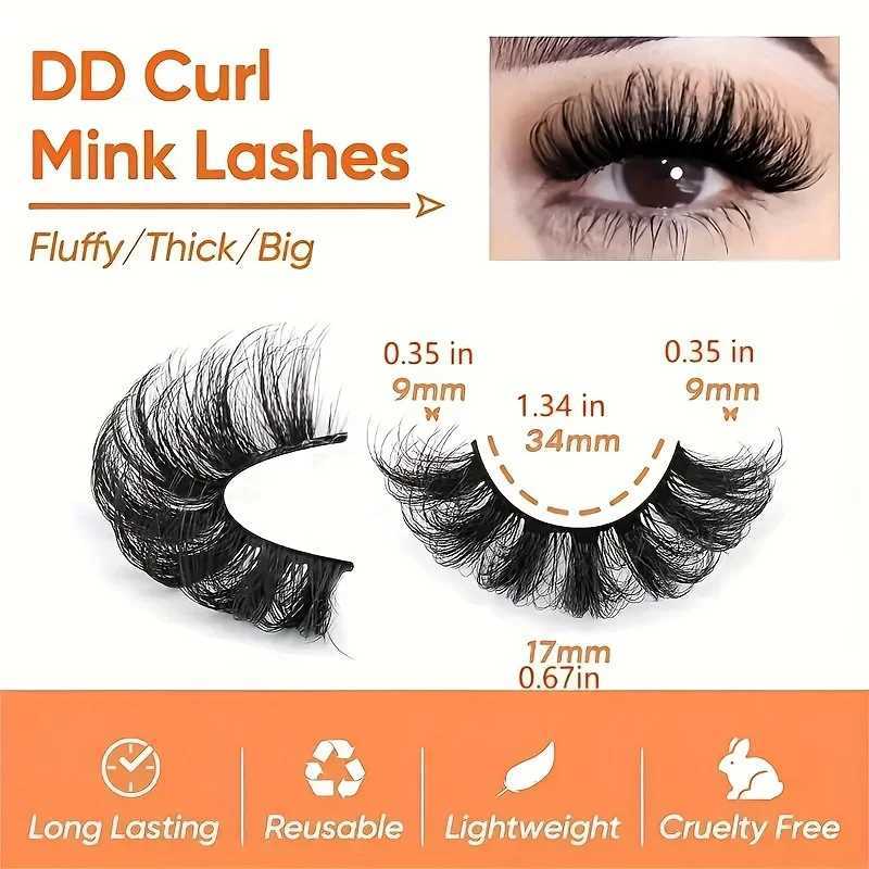 7 Pairs Fluffy False Eyelashes 20mm Full Wispy Lashes 8D Volume Curly Fake Eyelashes 7 Pairs MultipackXJ241019