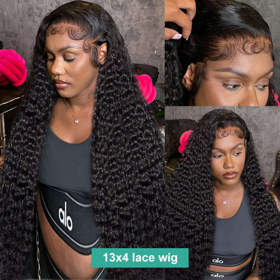 Loose Deep 13x6 Frontal Human Hair Brazilian For Women 360 HD Curly Water Wave 5x5 Lace Closure Wig Pre Plucked