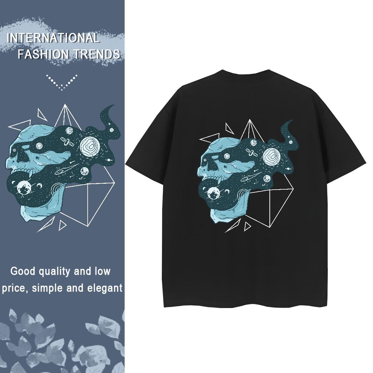 2024 Casual T Shirt For Woman 230g Pure Cotton O Neck Short Sleeves Hip Hop Street skull Woman Tshirt Comfortable Customized Tops Tees
