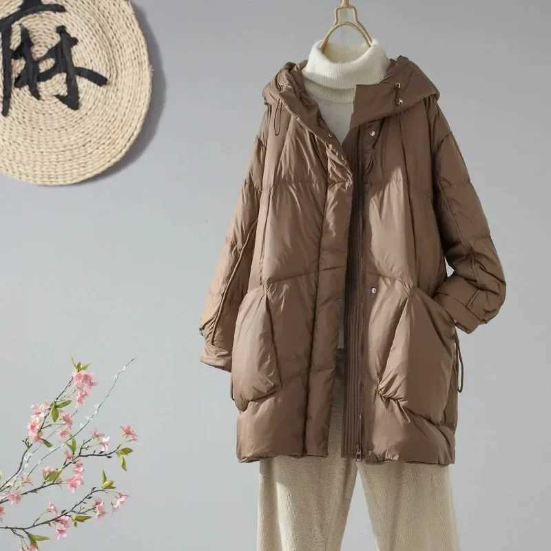 jacket women winter 2024 new Korean loose thick warm hooded padded clothes Mid-Length coat female slim overcoatX241019