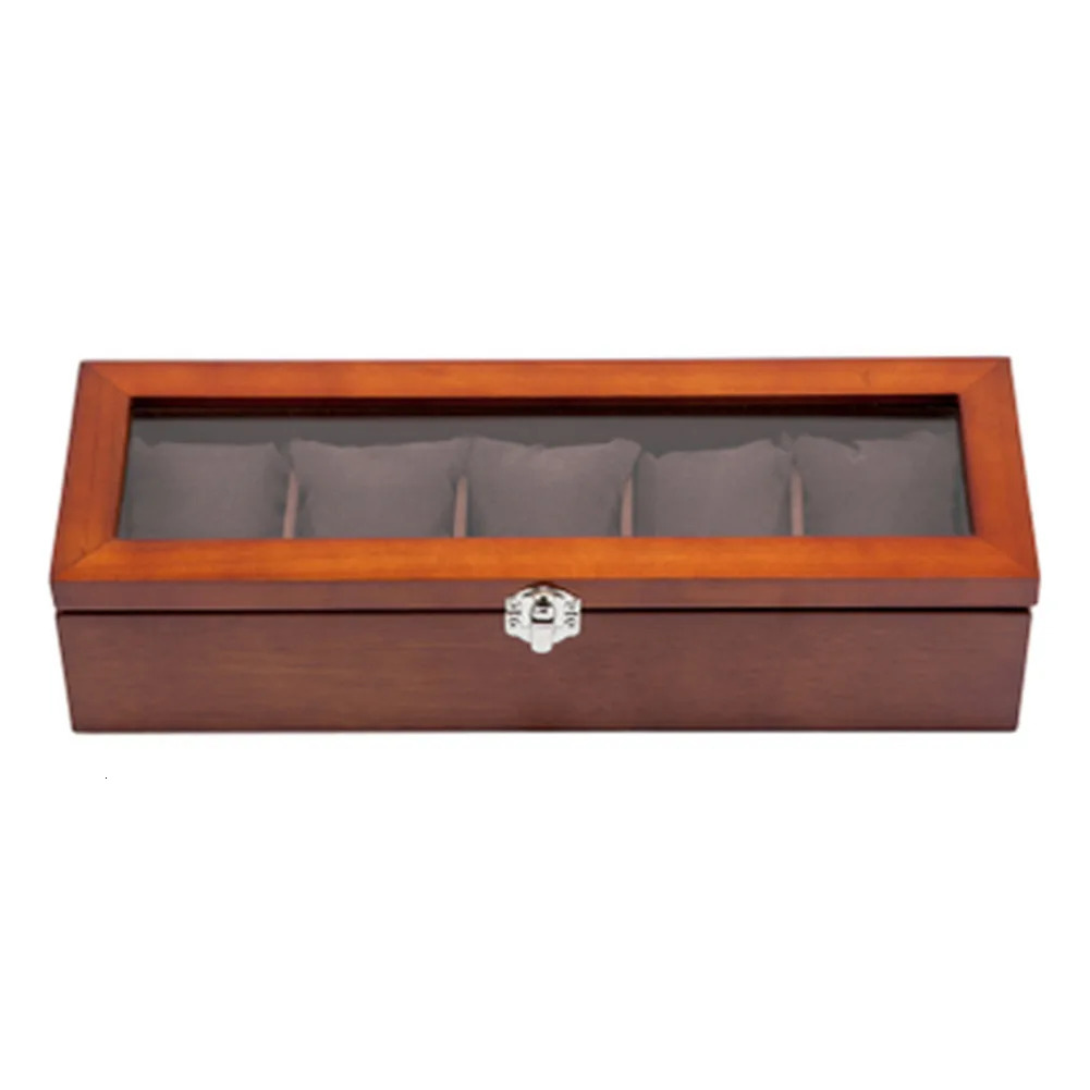 5-slot wooden watch organizer with glass luxury watch box storage box mens watch display box fashion stand 241018