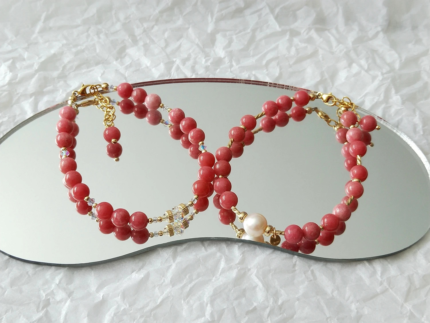Lili Ji Nice Quality Thulite American 14K Gold Plated Bracelet Natural 6mm Stone Handmade Jewelry Party Fashion Jewelry 241018