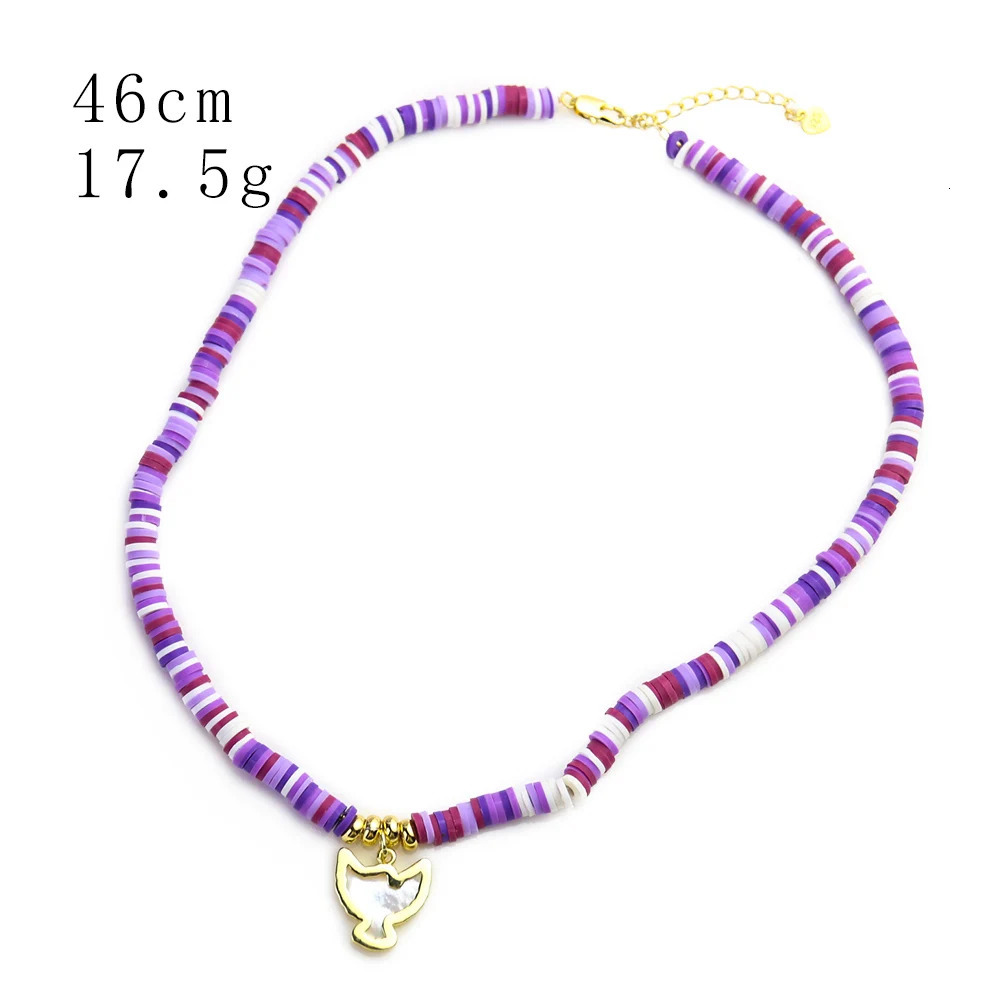 Real Shell Eagle Pendant Necklace Mother of Pearl Bird Charm Mop Purple Polymer Clay Chain Womens Party Jewelry Gift 241018