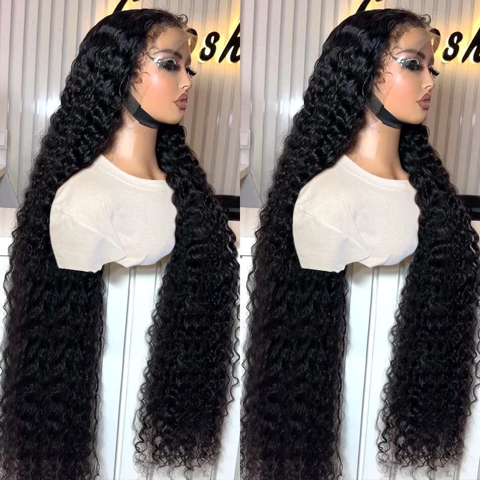 Deep Wave 13x6/13x4 Transparent Peruvian Front Human Cury 4x4 Lace Closure Wigs For Black Women Bg Hair