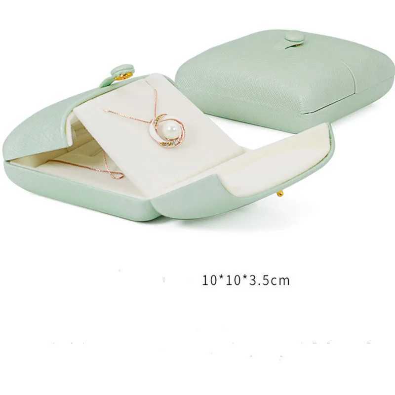 1 pink/blue/green 7x6.5x6cm creative double mesh leather ring box for wedding candy gift and jewelry boxes W241019