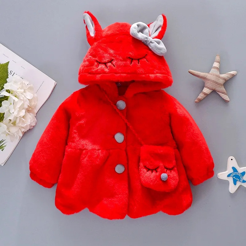 Winter Baby Girl Coat Cute Crossbody Bag Bow Sweet Warm 03 Years Old 241018