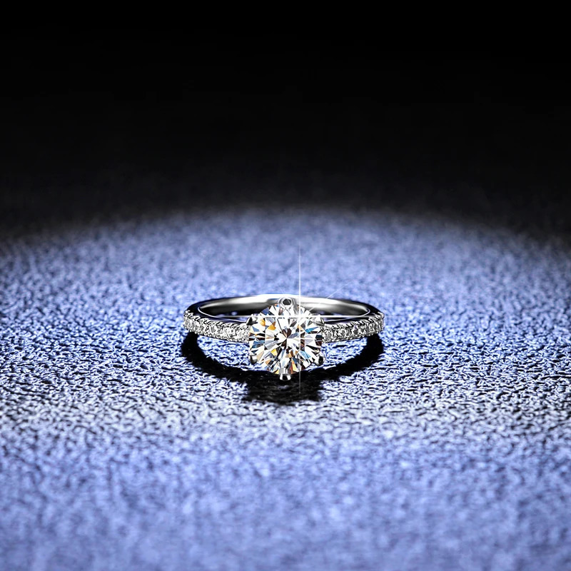 YHAMNI GRA Certified PT950 Platinum Ring Tight 6 Prong 1 Diamond with Side Stones Jewelry for Women 241010