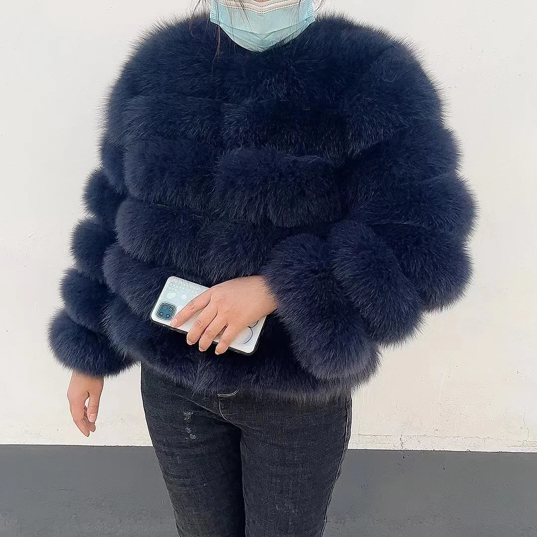 100% natural fur leather jacket fur coat winter jacket womens natural fox fur fashion wholesale of 50cm short jacket 241018