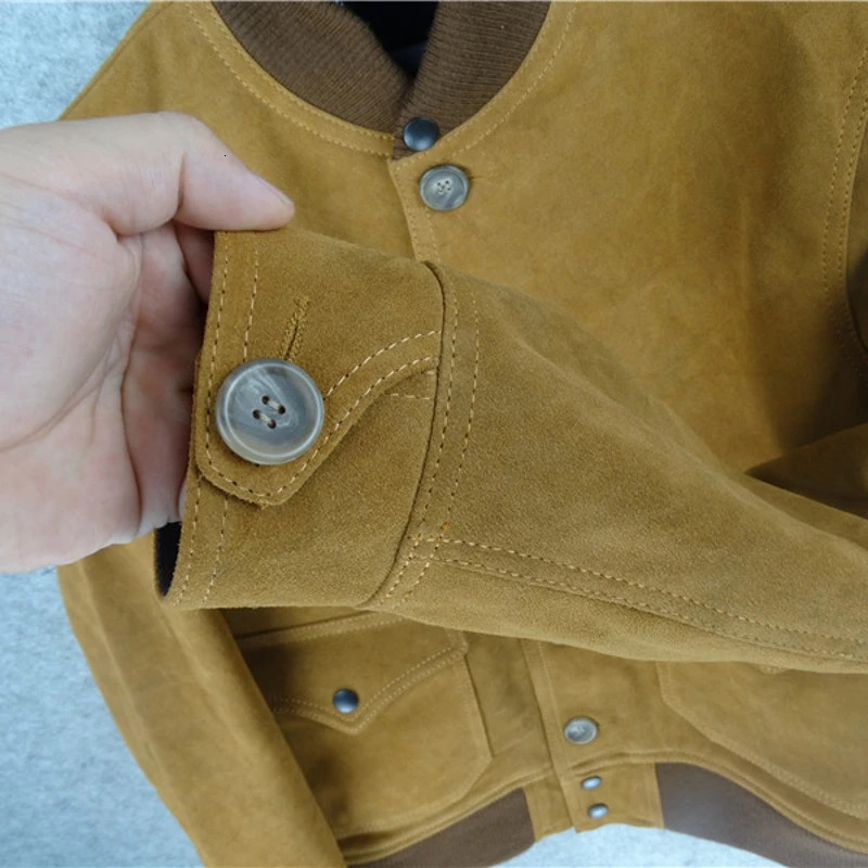 Classic Men Genuine Leather Jacket Casual Mens Pilot Style Warm Real Cow Suede Bomber Coats Winter 241018