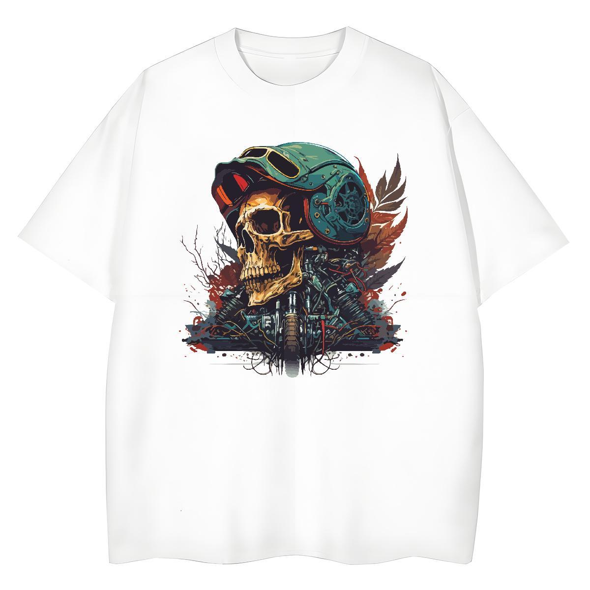 TOP Quality Womens T Shirts 230g Pure Cotton Breathable Crew Neck Casual Sport skull Women Tees Soft Cartoon Floral Printing Clothes