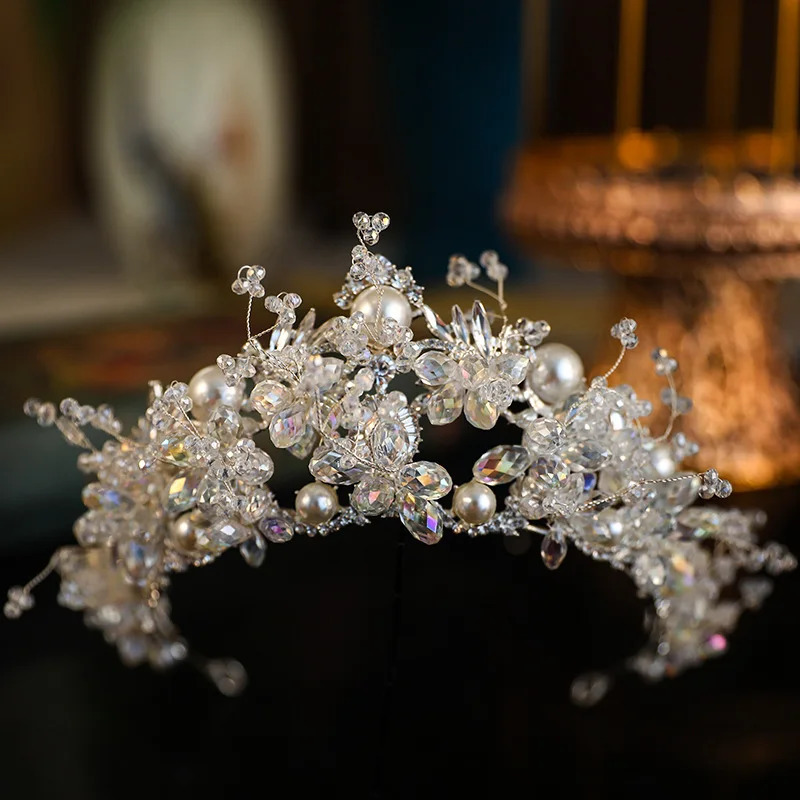 Bridal Headwear Crystal Pearl Wedding Crown Hair Accessories Luxury Bridal Princess Diadem Headwear Party Headwear Jewelry 241018