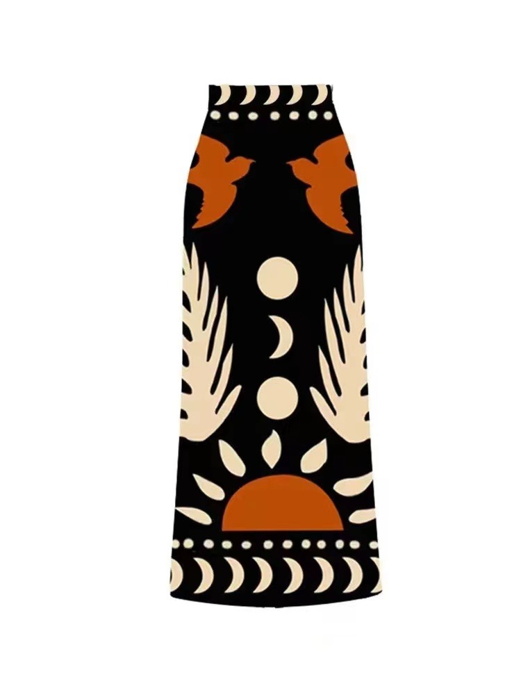 One-piece swimsuit female bird Coconut Tree conservative slimming Hottie spa cover up beach dress