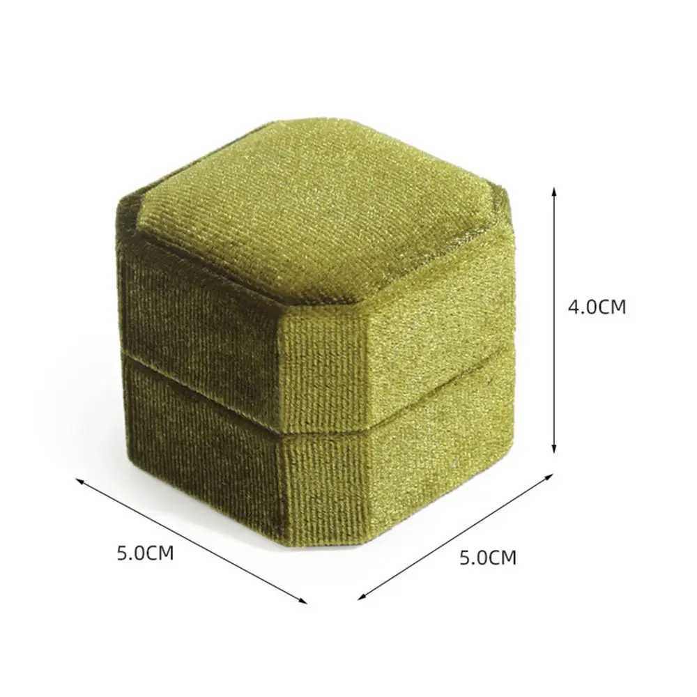 Durable wedding octagon/hexagon with detachable Lid velvet jewelry box dual ring storage box ring display box W241019