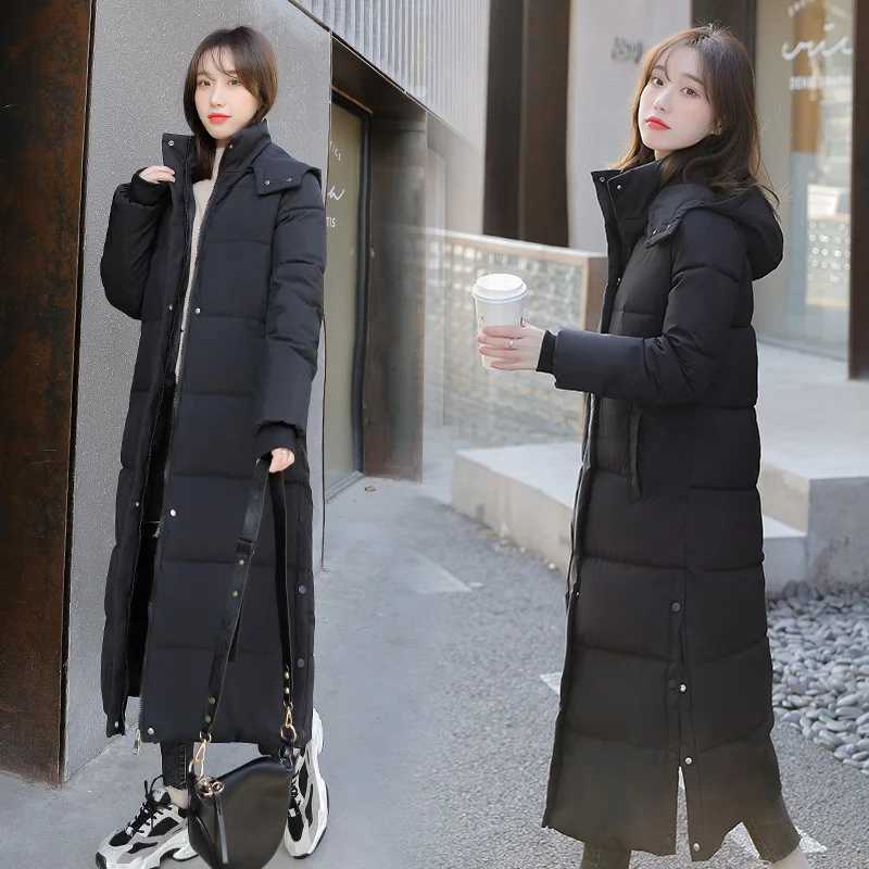 Womens Down Padded Jacket 2021 New Thick Korean version Parka Extra long Jackets Solid Winter Jacket Women Coats Female OutwearX241019
