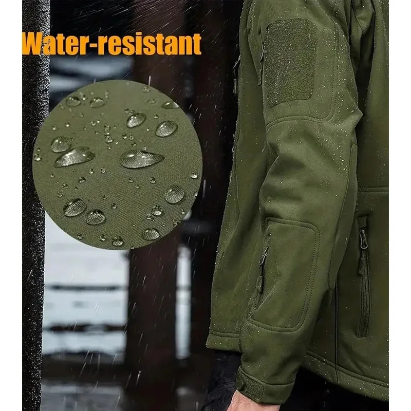 Mens hooded casual military outdoor multifunctional jacket fashionable shark skin soft shell tactical waterproof combat bomber jacket 241007