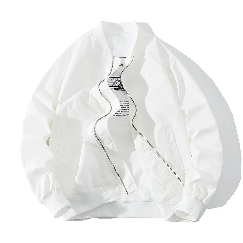 Classic white bomber jacket womens spring fashion 95kg oversized Chaquetas baseball casual loose zipper underwear Z187 241019