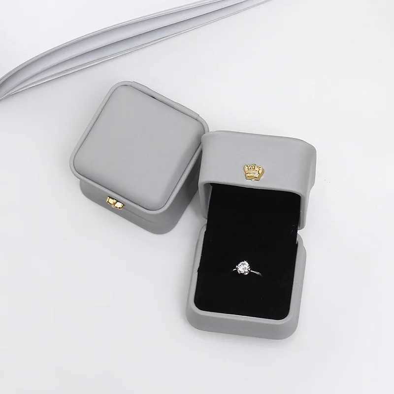 Ring Box Recommended for Couples PU Leather Jewelry Gift Box Ring Earrings Jewelry Display for Wedding and Engagement W241019