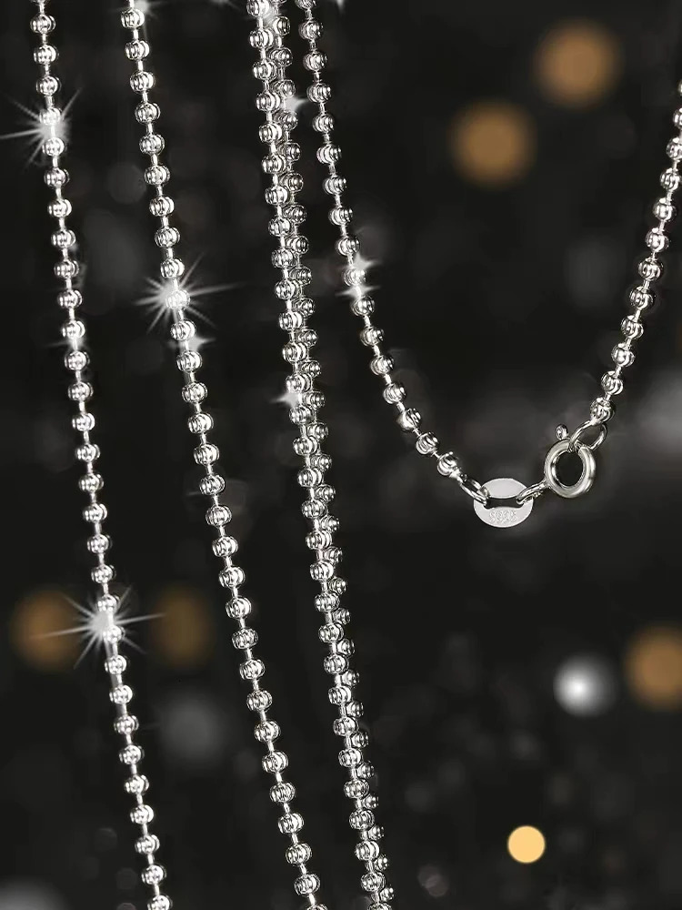 925 sterling silver 2mm sparkling diamond necklace suitable for women 40cm-60cm S925 bead chain suitable for pendant DIY jewelry 241018