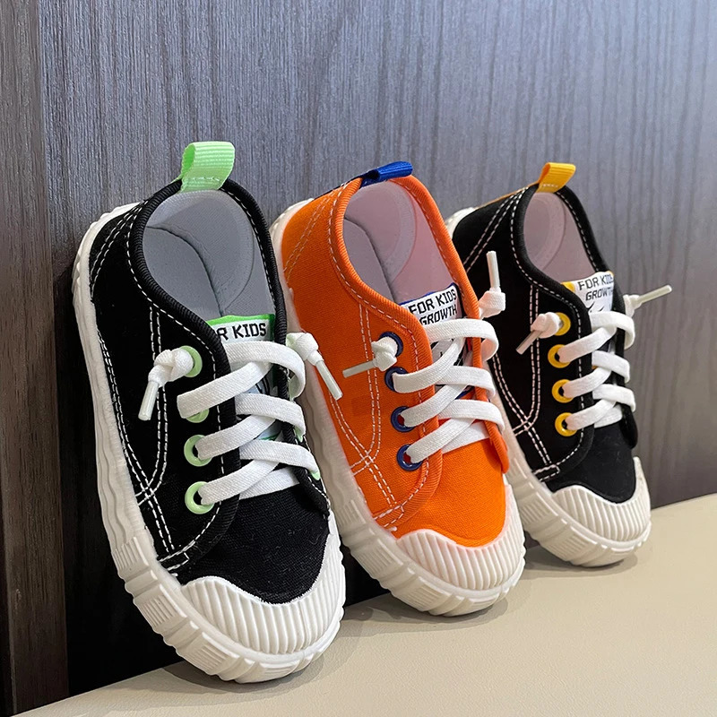 Spring Summer Childrens Canvas Shoes Kids Casual Sports Running Shoe Soft Bottom Nonslip Breathable Toddler Flat Sneakers 241018