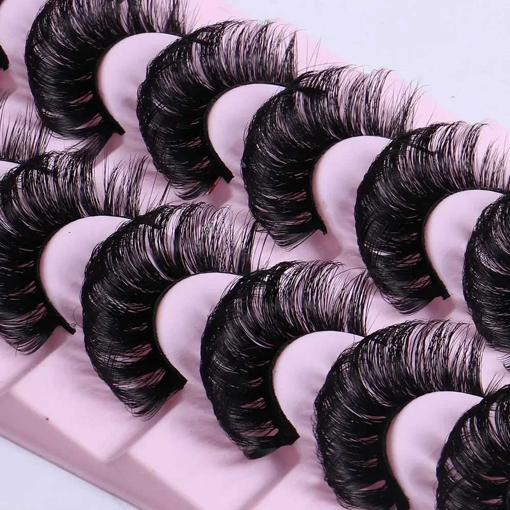 Lashes 10 Pairs Russian Strip DD Curl Lashes 3D Eyelashes Reusable Fluffy False Lashes Russian ExtensionsXJ2410