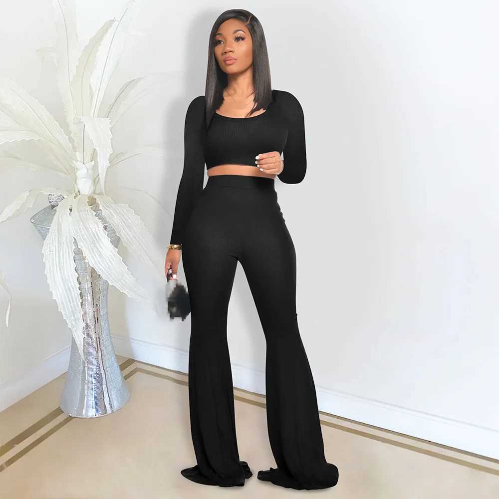 Women's Two Piece Pants two piece set women outfits fall outfits women 2 piece set pants sets long slve fall clothes for woman 2022 wholesale Y24