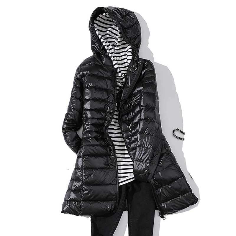 7XL Ladies Long Warm Down Coat With Portable Storage Bag Women Ultra Light Down Jacket Womens Overcoats Hip-LengthX241019