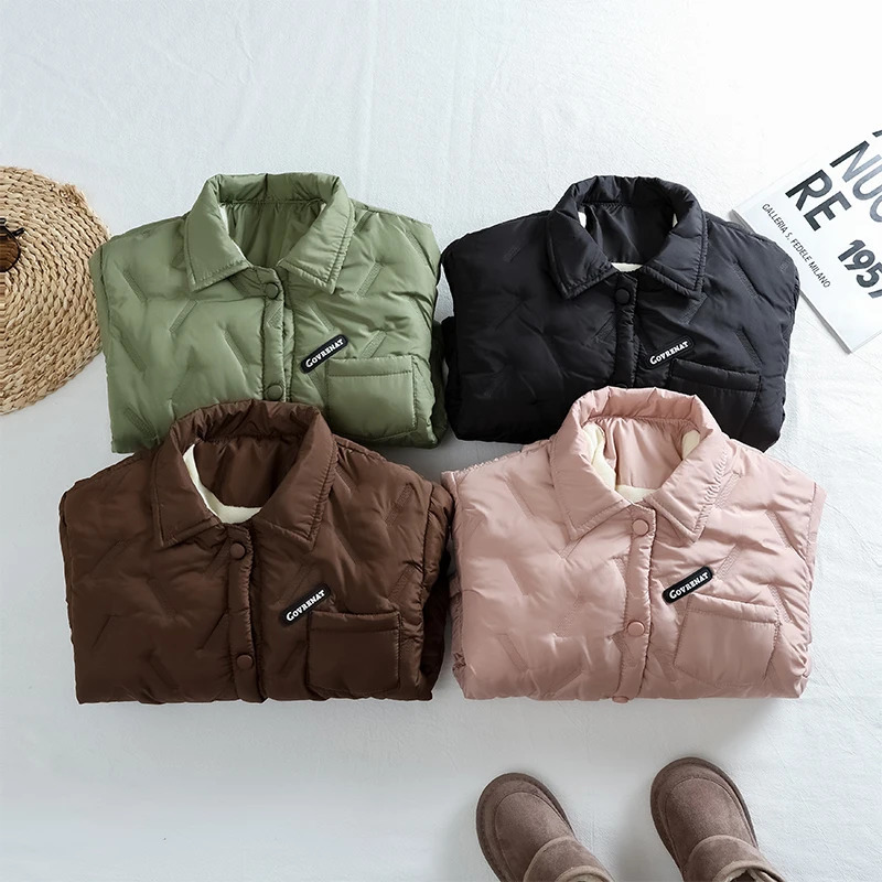 2024 Kids Boy Jacket Autumn Winter Warm Long sleeves Button Children Girl Windproof Coat Teen Students Cotton Clothes 241018