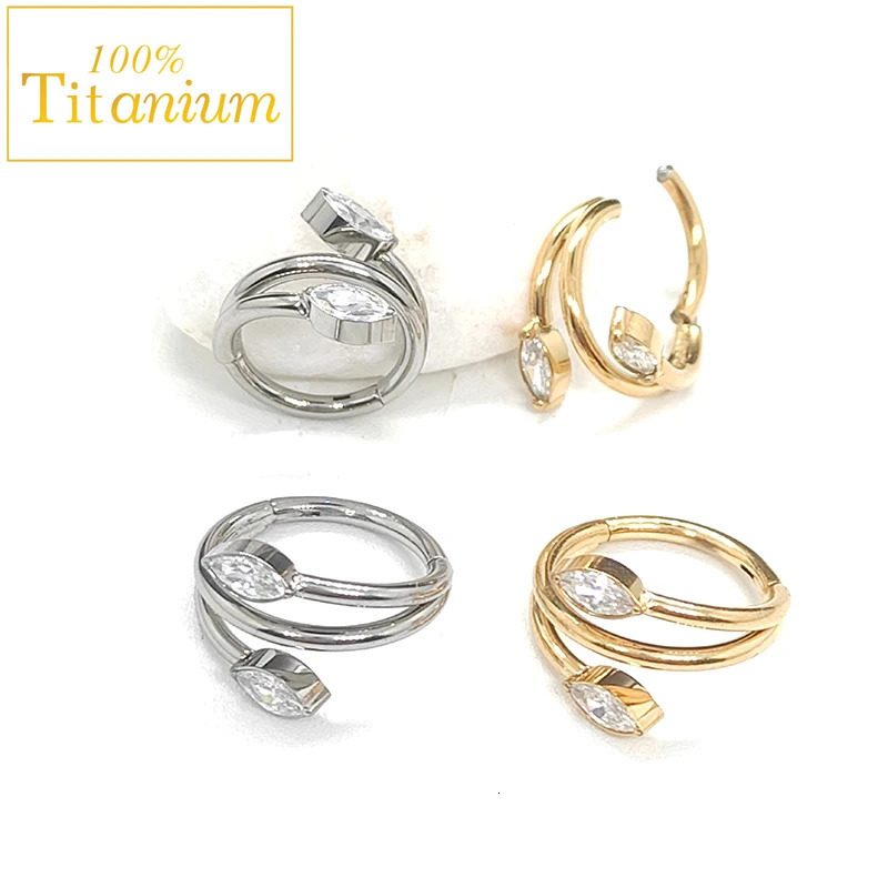 Piercing Earrings ASTM F136 Ear Stud Horse Eye Zircon Snake Nose Ring Cartilage Helix Clicker Conch Tragus Hoop Jewelry 241007