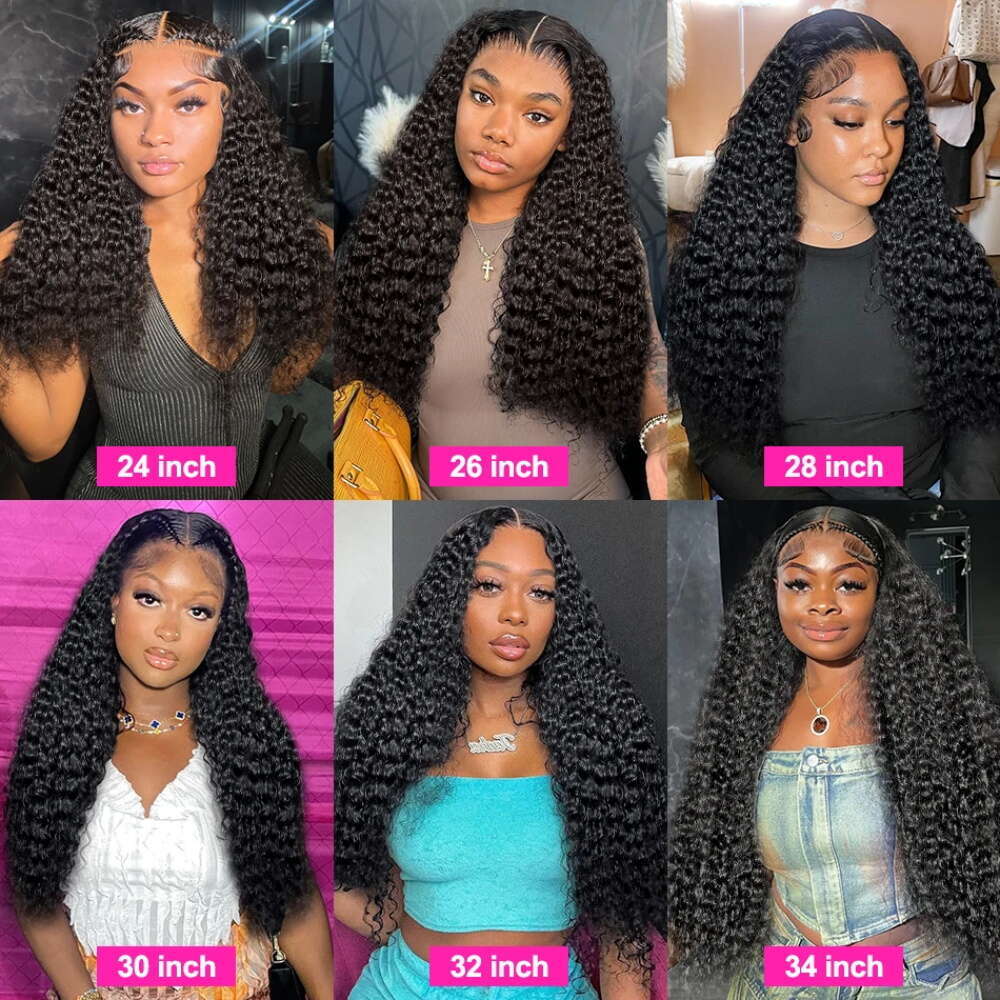 250 Density 32 38 Inch 13x6 HD Transparent Loose Deep Wave Frontal Wig Human Hair Remy Curly 13x4 Lace Front Wigs For Women