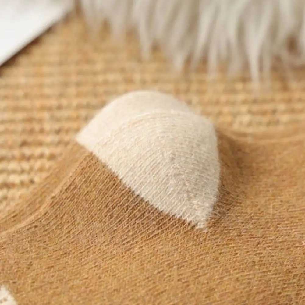 5 Pairs Mid Length Cotton Socks Breathable Camel Hair Unisex Autumn Winter Extra Thick Loops Warm Solid Color Sports Casual SockXJ241019