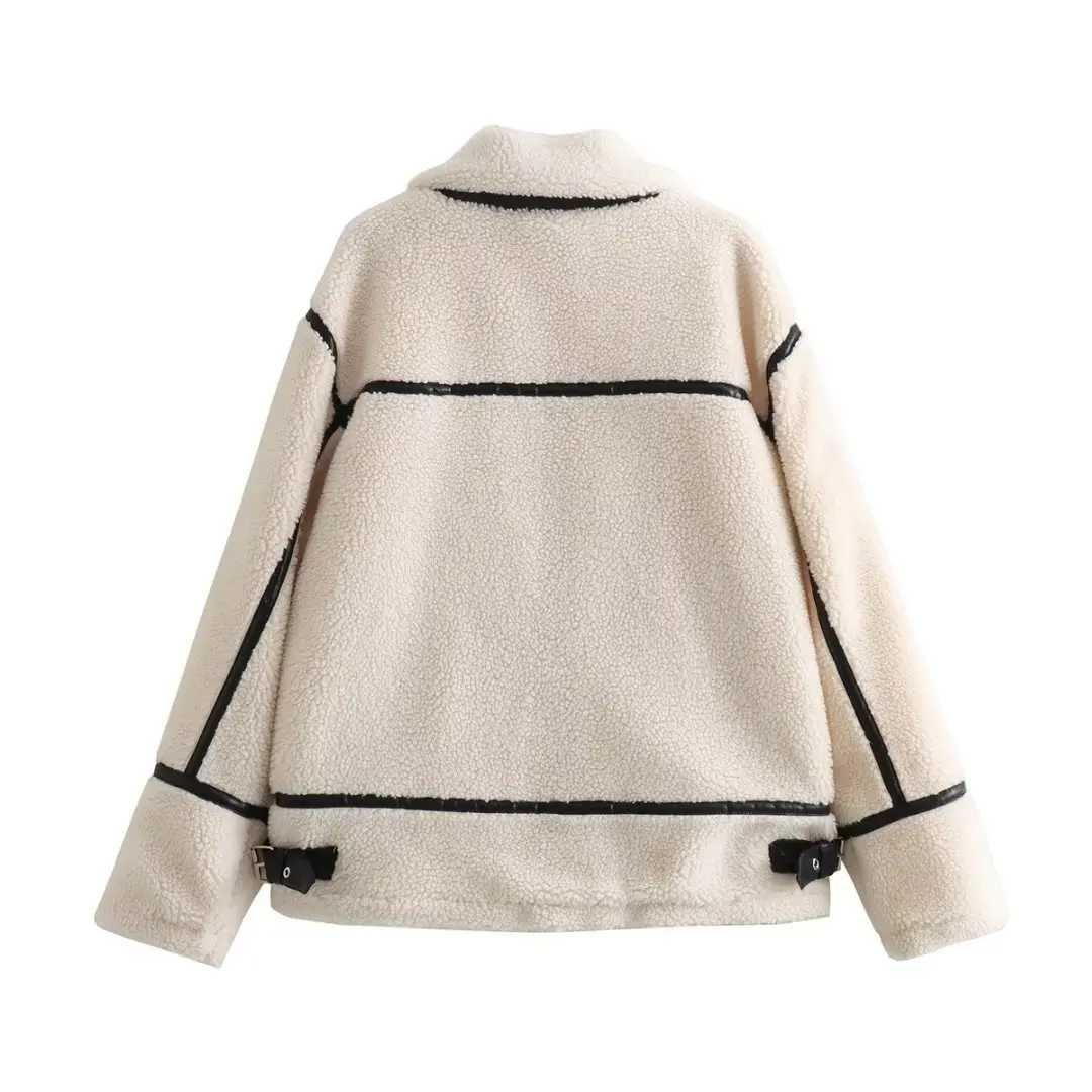 Women's Down Parkas Autumn Winter New Loose Lamb Fur Parka Cashmere Warm Thicken Long Slve Suede Jacket Strtwear Shpskin Winter Thick Outwear Y24
