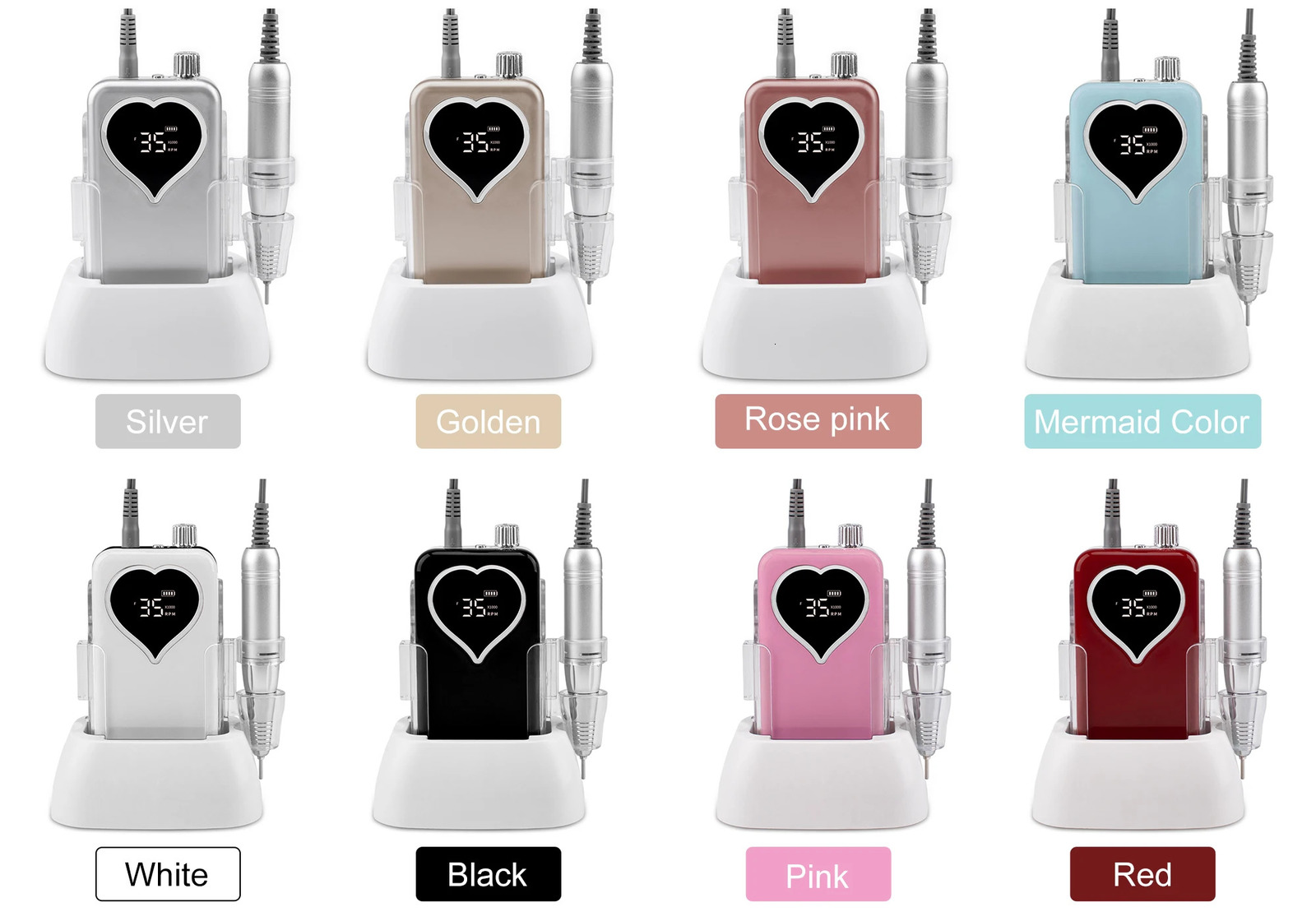 SIMINAIL Heart shaped Nail Drill Rechargeable Desktop 35000RPM Manual Electric Nail Machine Nail File Cordless Drill 241007