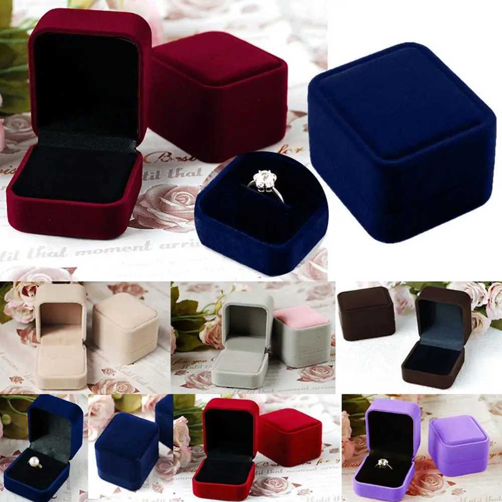 1 square wedding flannel earring ring box jewelry display box stand gift box amazing organizer W241019
