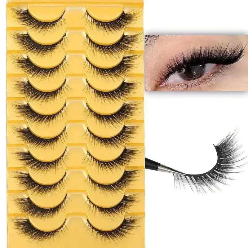 10 pairs of false eyelashes natural appearance L curly eyelashes fluffy eyelashes eyelash extension 3D 10 pairs of 16mm eyelaXJ241019
