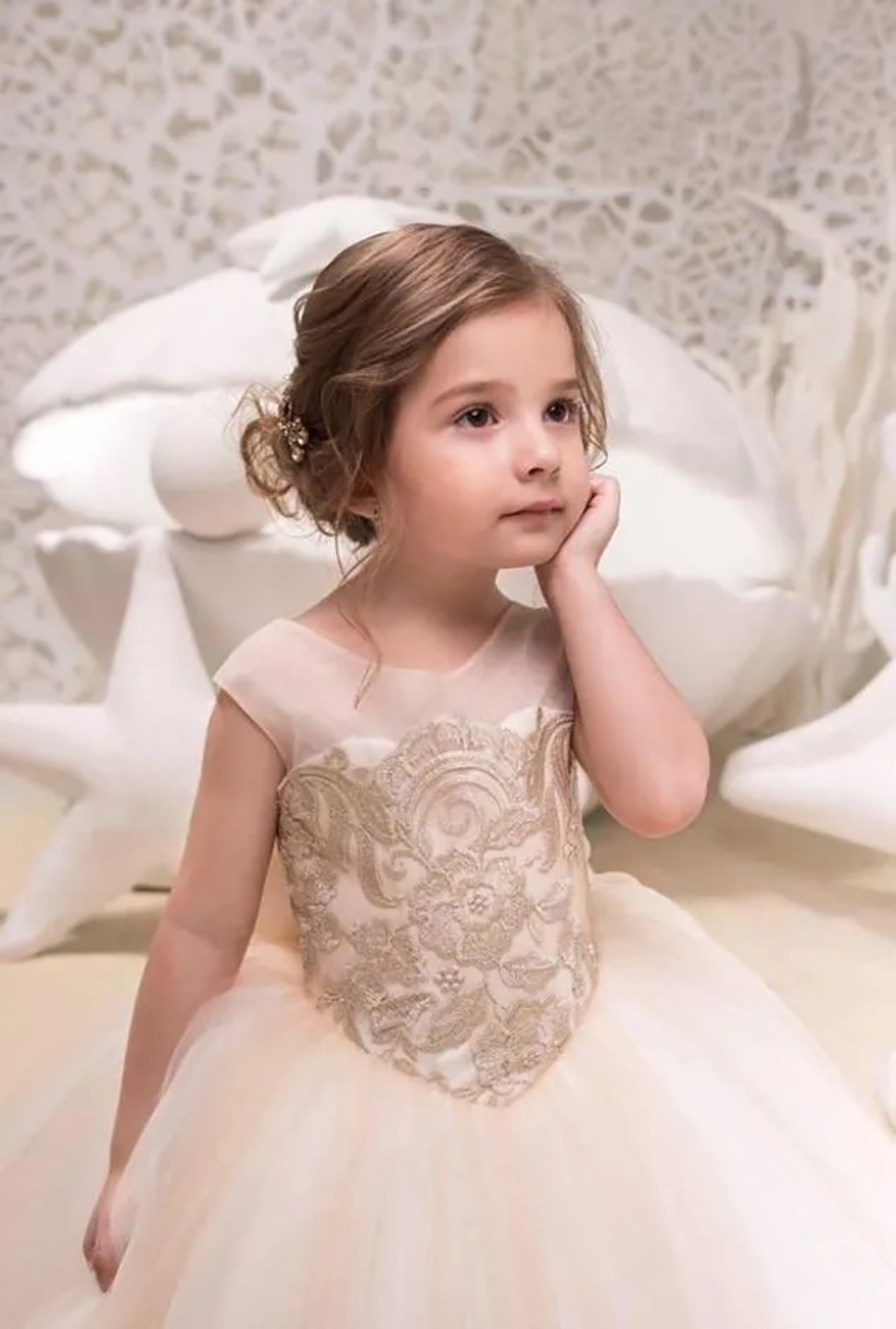 Champagen Princess Glitz Ball Gown Girls Pageant Dresses Fuia Little Baby Camo wer Girl Dress With Beads