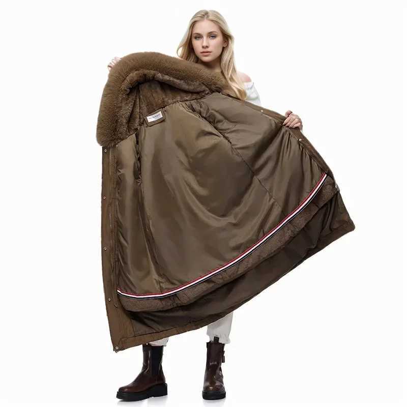 2024 New Winter Women Parka Clothes Loose Long Coat Wool Liner Hooded Down Cotton Jacket Fur Collar Thick Warm Snow Wear PaddedX241019