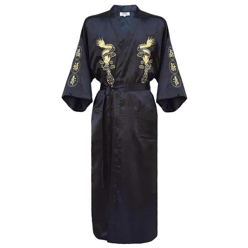 Kimono Bathrobe Gown Home Clothing PLUS SIZE 3XL Chinese men Embroidery Dragon Robe Traditional Male Sleepwear Loose NightwearXJ241018