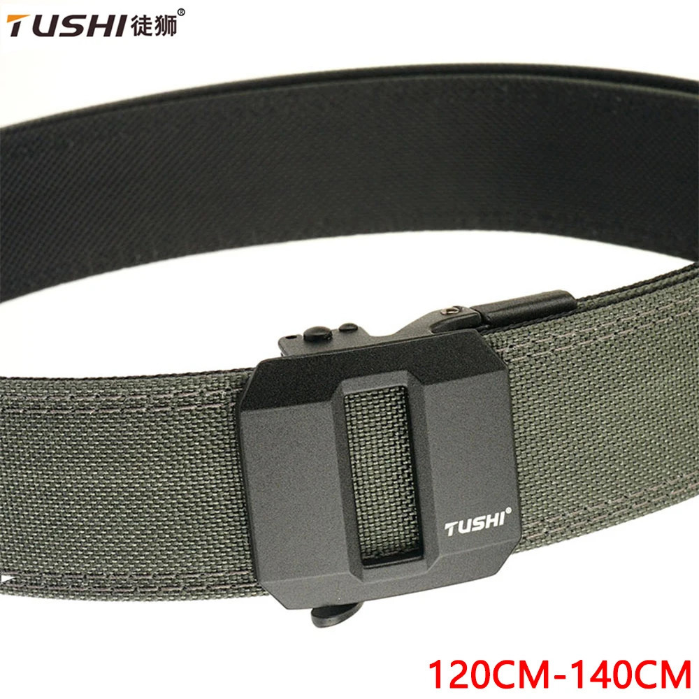 TUSHI Mens Hard Tactical Gun Strap 140cm Metal Automatic Buckle Thick Nylon Casual Strap IPSC Womens Belt 240925CJ
